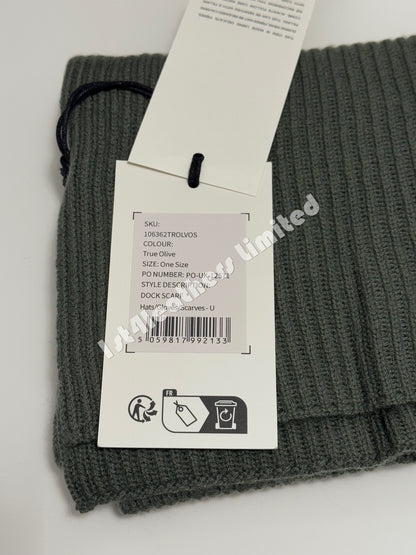 BELSTAFF PHOENIX LOGO CASHMERE & WOOL DOCK SCARF TRUE OLIVE GREEN RRP £100 BNWT