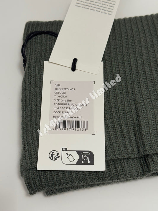 BELSTAFF PHOENIX LOGO CASHMERE & WOOL DOCK SCARF TRUE OLIVE GREEN RRP £100 BNWT