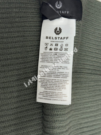 BELSTAFF PHOENIX LOGO CASHMERE & WOOL DOCK SCARF TRUE OLIVE GREEN RRP £100 BNWT