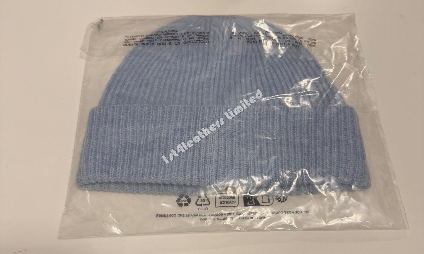 BELSTAFF PHOENIX LOGO WOOL/CASHMERE DOCK BEANIE HAT SKY BLUE RRP £80 BNWT