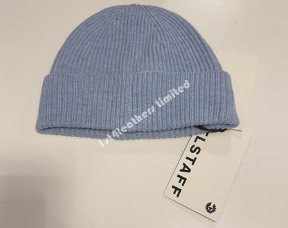 BELSTAFF PHOENIX LOGO WOOL/CASHMERE DOCK BEANIE HAT SKY BLUE RRP £80 BNWT