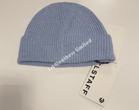 BELSTAFF PHOENIX LOGO WOOL/CASHMERE DOCK BEANIE HAT SKY BLUE RRP £80 BNWT
