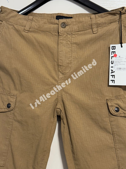 BELSTAFF COMMAND RIPSTOP COTTON CARGO TROUSERS BRITISH KHAKI 33 REG RRP £390 NEW