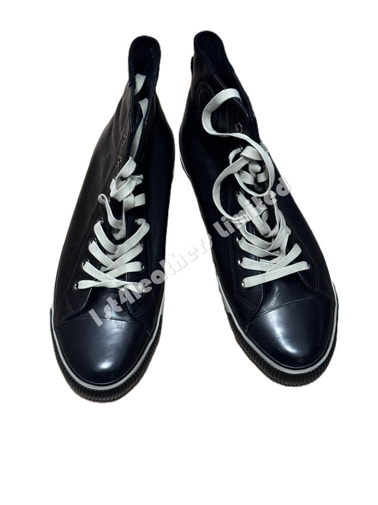 ALLSAINTS OSUN HIGH TOP LEATHER TRAINERS BLACK UK 9 RRP £169 BRAND NEW IN BOX