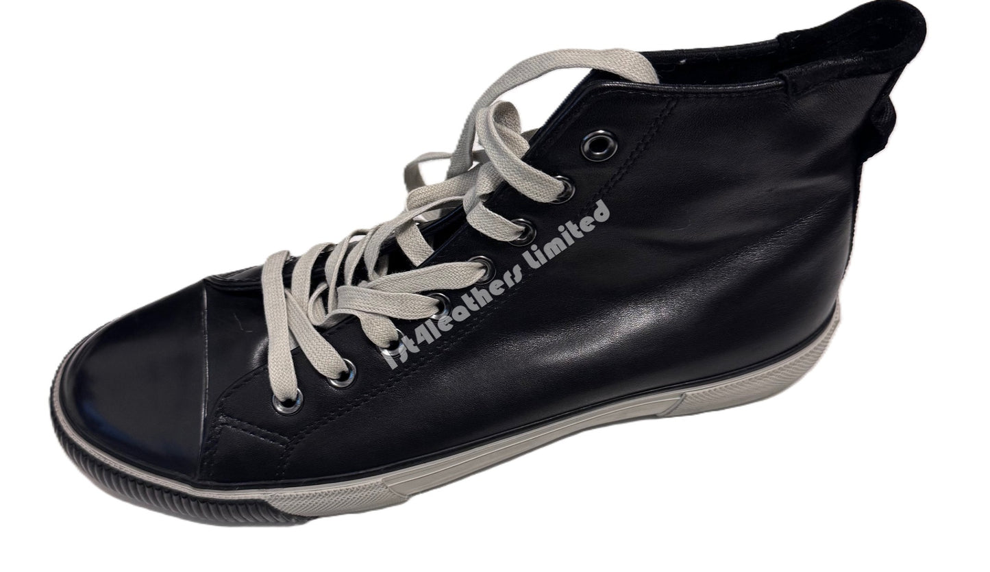ALLSAINTS OSUN HIGH TOP LEATHER TRAINERS BLACK UK 9 RRP £169 BRAND NEW IN BOX