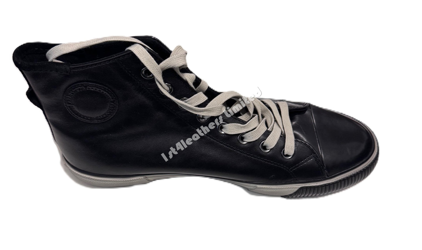 ALLSAINTS OSUN HIGH TOP LEATHER TRAINERS BLACK UK 9 RRP £169 BRAND NEW IN BOX