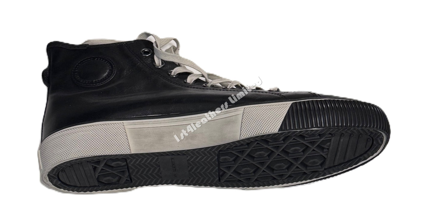 ALLSAINTS OSUN HIGH TOP LEATHER TRAINERS BLACK UK 9 RRP £169 BRAND NEW IN BOX