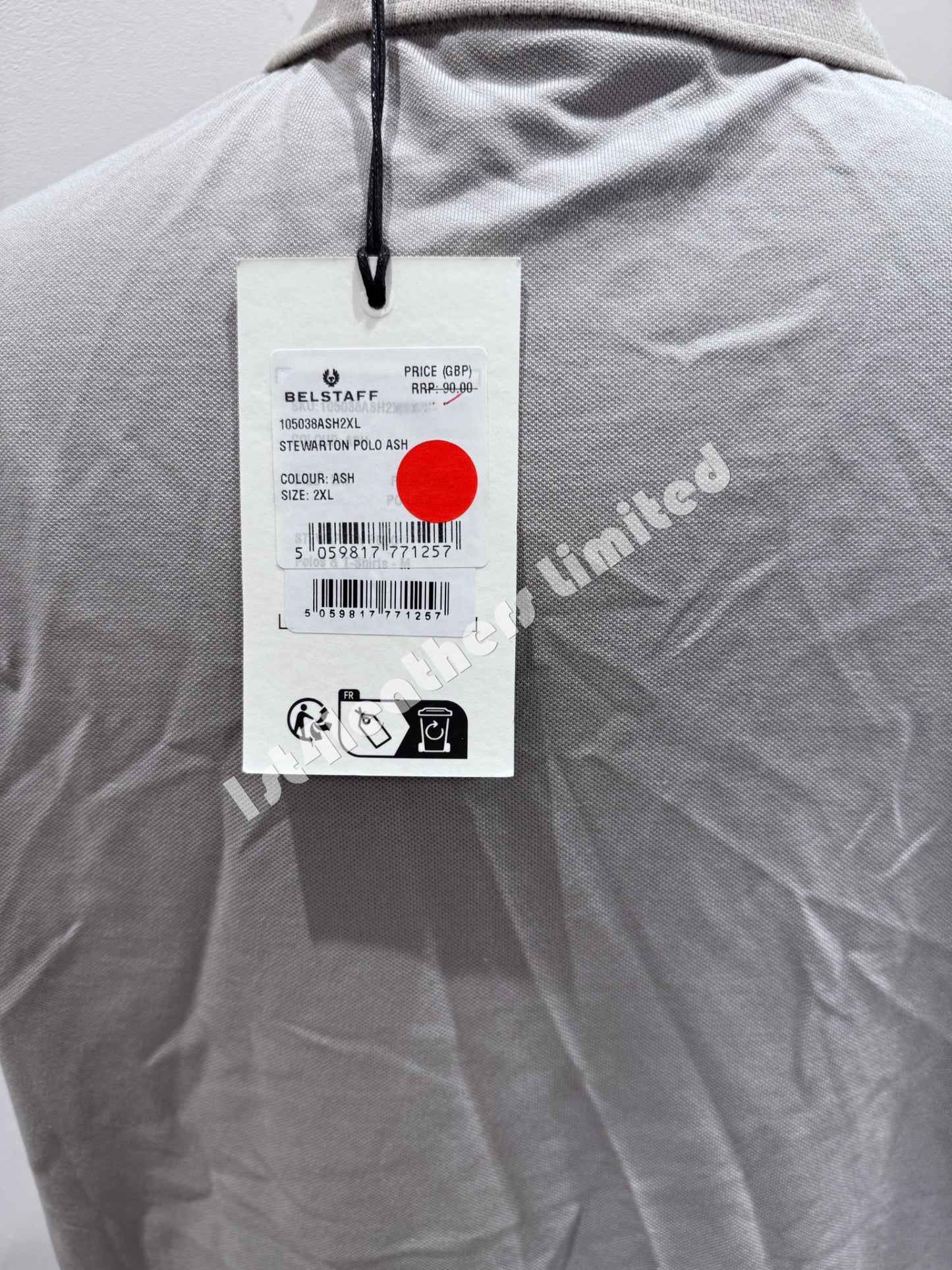 BELSTAFF STEWARTON PIQUE COTTON POLO SHIRT ASH GREY 2XL RRP £90 BNWT