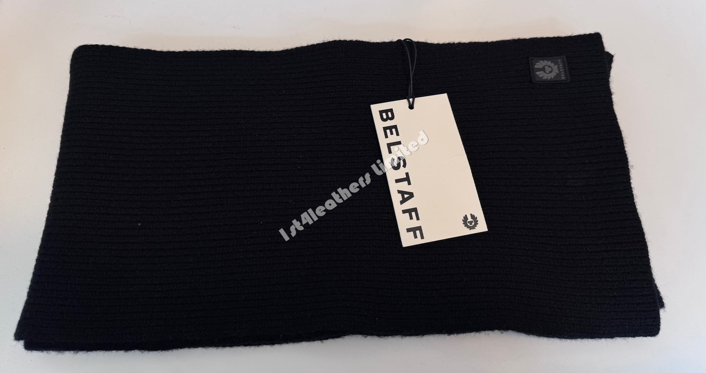 BELSTAFF PHOENIX LOGO WOOL DOCK SCARF BLACK MADE IN UK RRP £100 BNWT