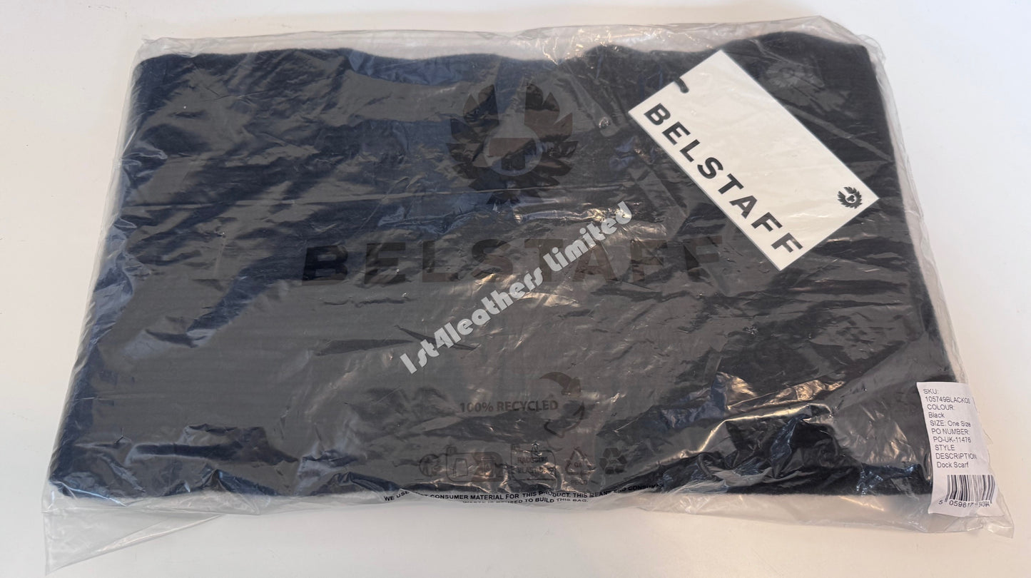 BELSTAFF PHOENIX LOGO WOOL DOCK SCARF BLACK MADE IN UK RRP £100 BNWT