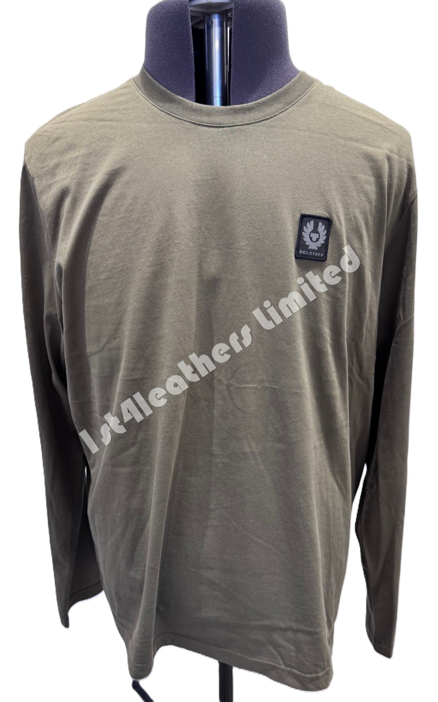 BELSTAFF MONKFORD PHOENIX PATCH LONG SLEEVE T-SHIRT TRUE OLIVE 3XL RRP £75 BNWT