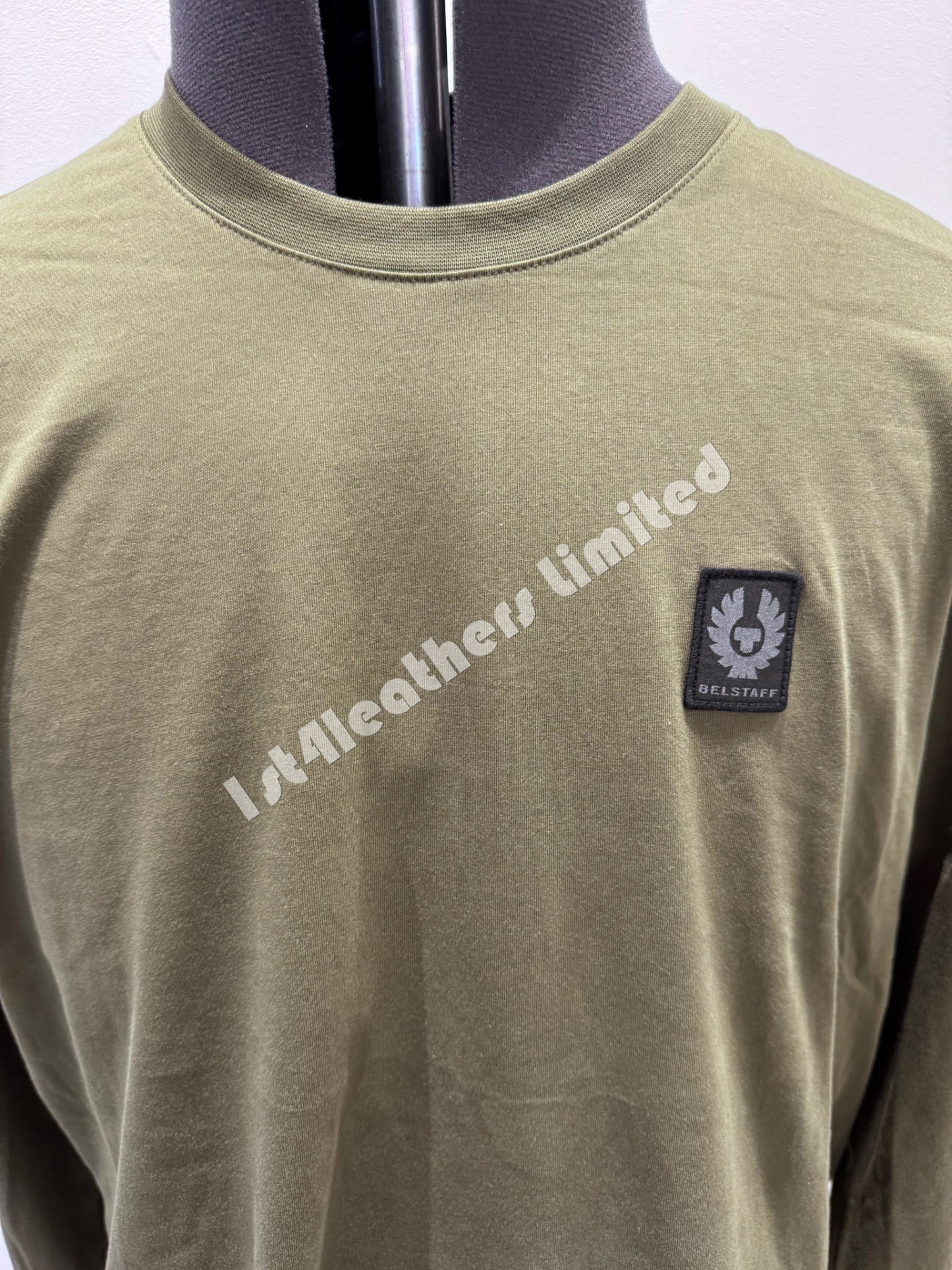 BELSTAFF MONKFORD PHOENIX PATCH LONG SLEEVE T-SHIRT TRUE OLIVE 3XL RRP £75 BNWT