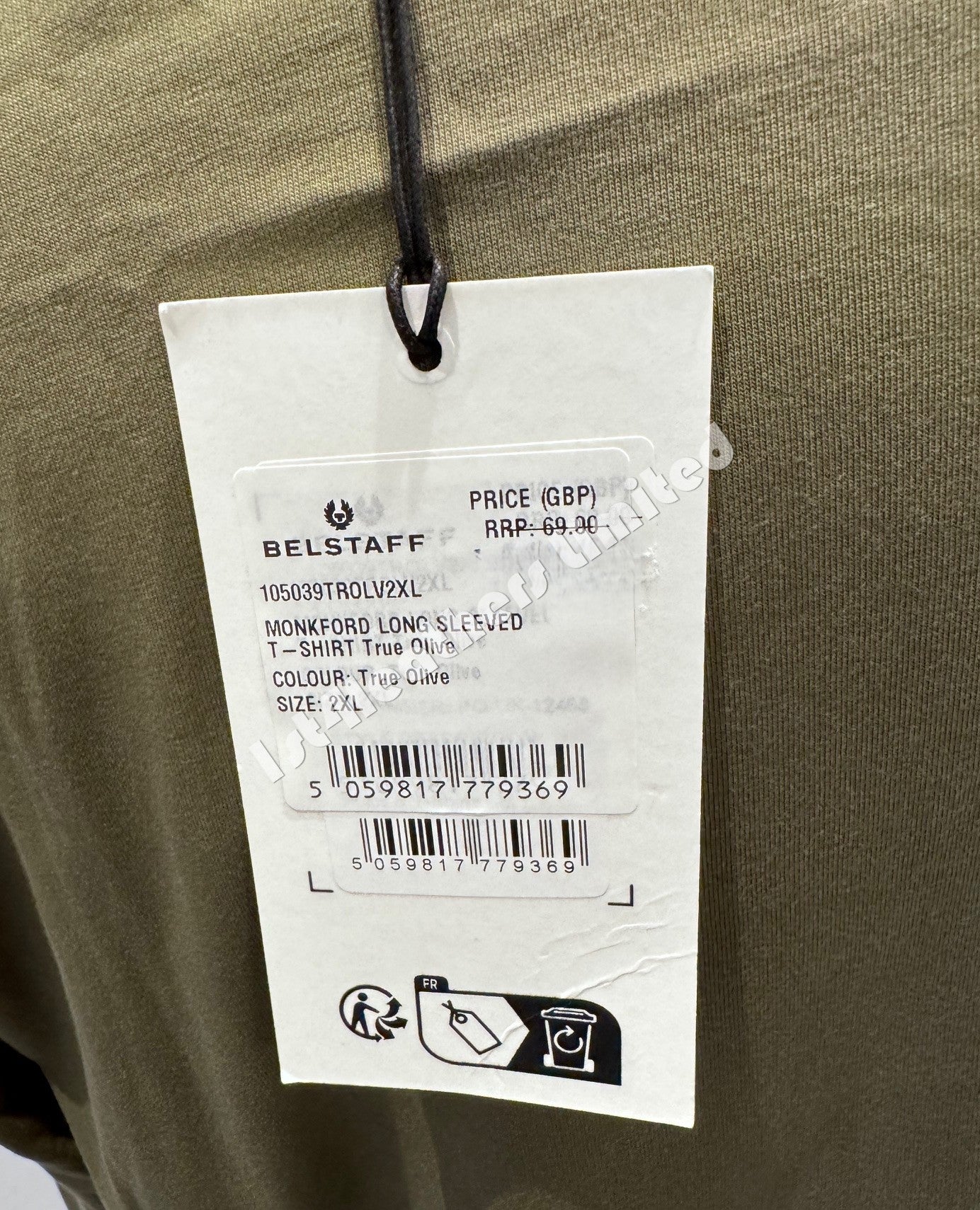 BELSTAFF MONKFORD PHOENIX PATCH LONG SLEEVE T-SHIRT TRUE OLIVE 3XL RRP £75 BNWT
