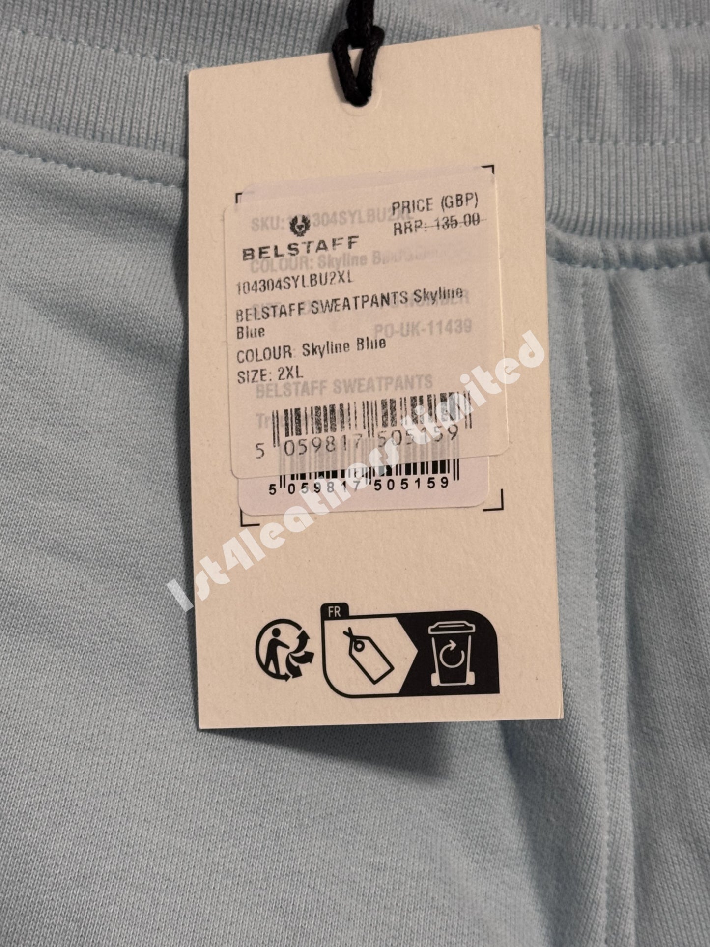 BELSTAFF COTTON FLEECE JOGGERS SWEATPANTS SKYLINE BLUE 2XL RRP £135 BNWT