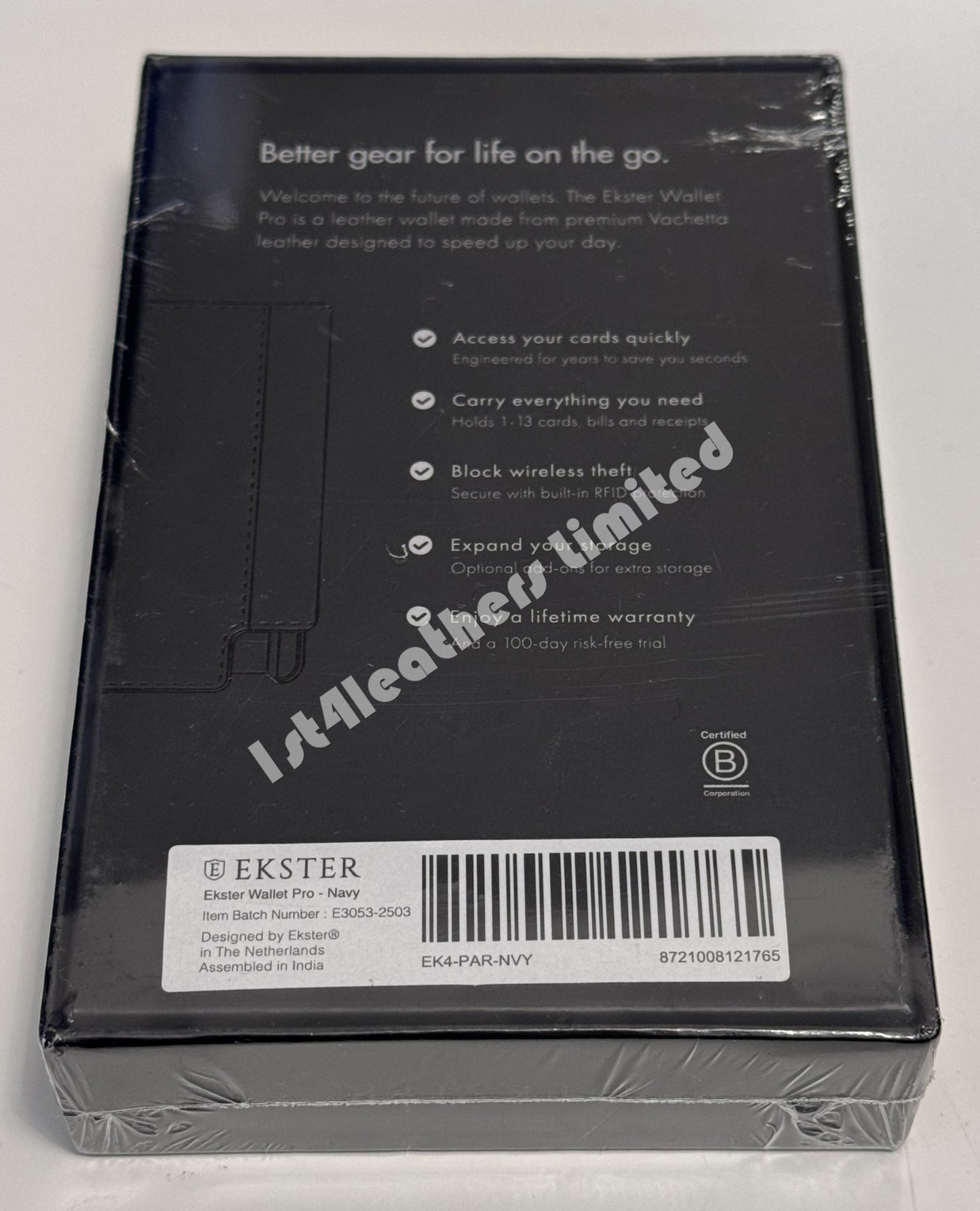 EKSTER RFID BLOCKING LEATHER WALLET PRO NAVY BLUE RRP £109 BNIB