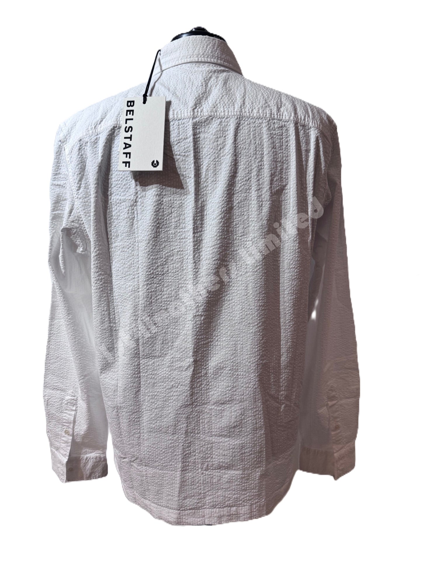 BELSTAFF CASTER COTTON SEERSUCKER TEXTURED SHIRT WHITE RRP £175 BNWT