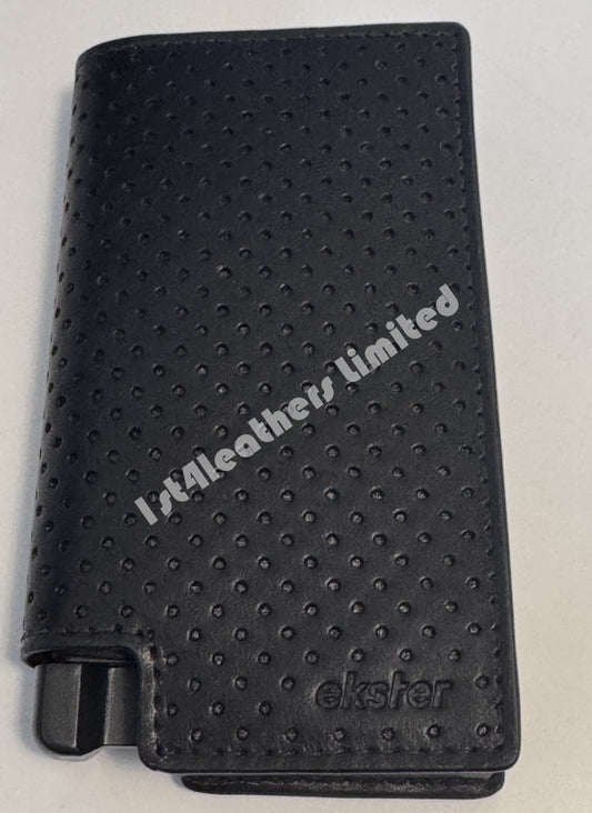 EKSTER SPECIAL EDITION PERFORATED LEATHER WALLET PRO BLACK RFID RRP £109 BNIB