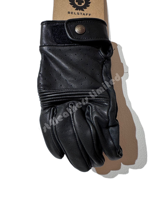 BELSTAFF MONTGOMERY MOTORCYCLE LEATHER GLOVES BLACK EXTRA SMALL RRP £95 BNWT