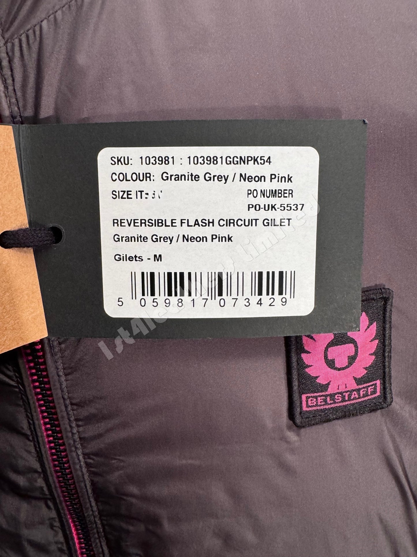 BELSTAFF FLASH CIRCUIT REVERSIBLE DOWN PUFFA GILET GREY/PINK 2XL RRP £350 BNWT