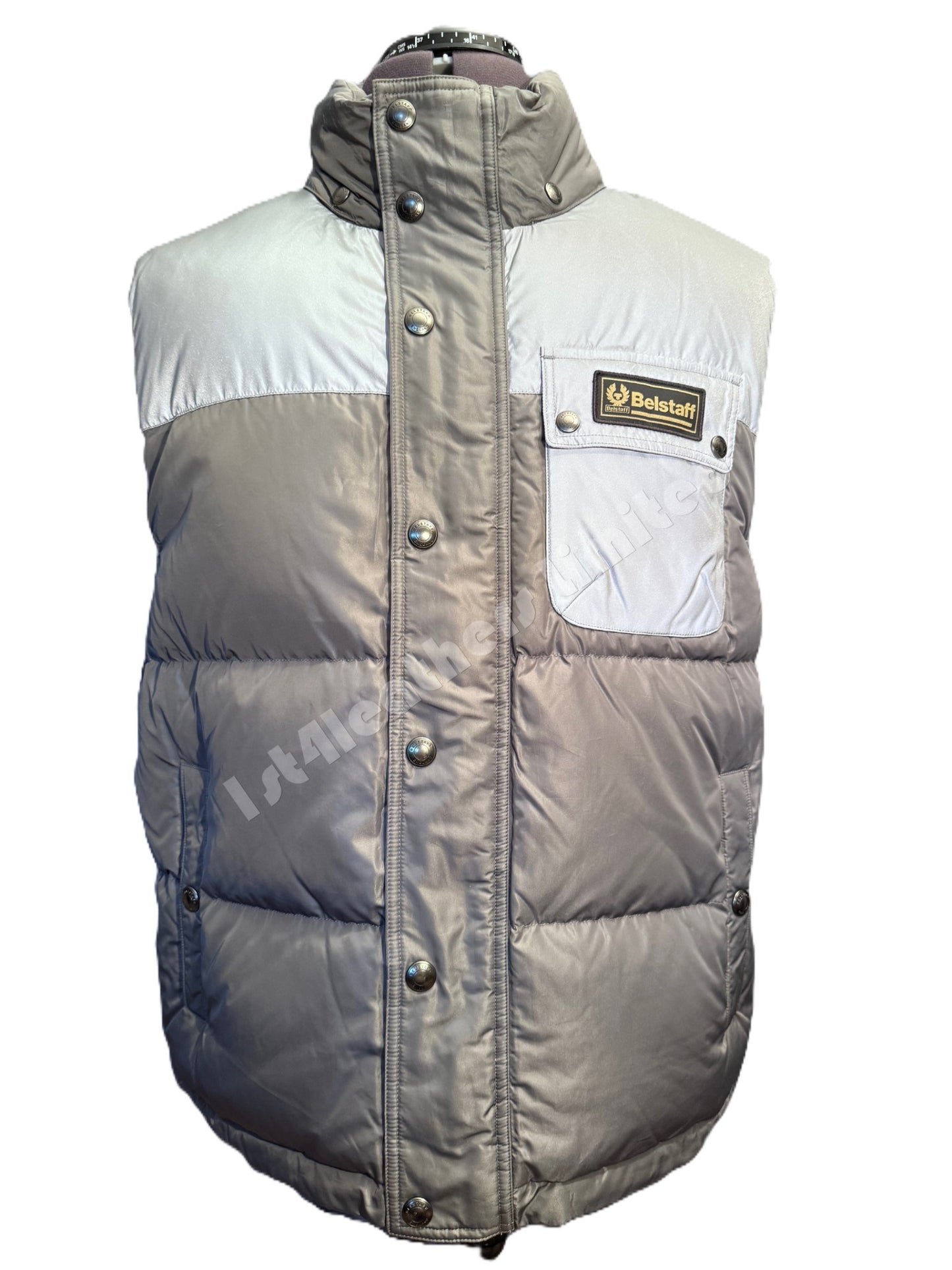 BELSTAFF REFLEX REFLECTIVE DOWN PUFFA GILET GRANITE GREY UK48 4XL RRP £350 BNWT