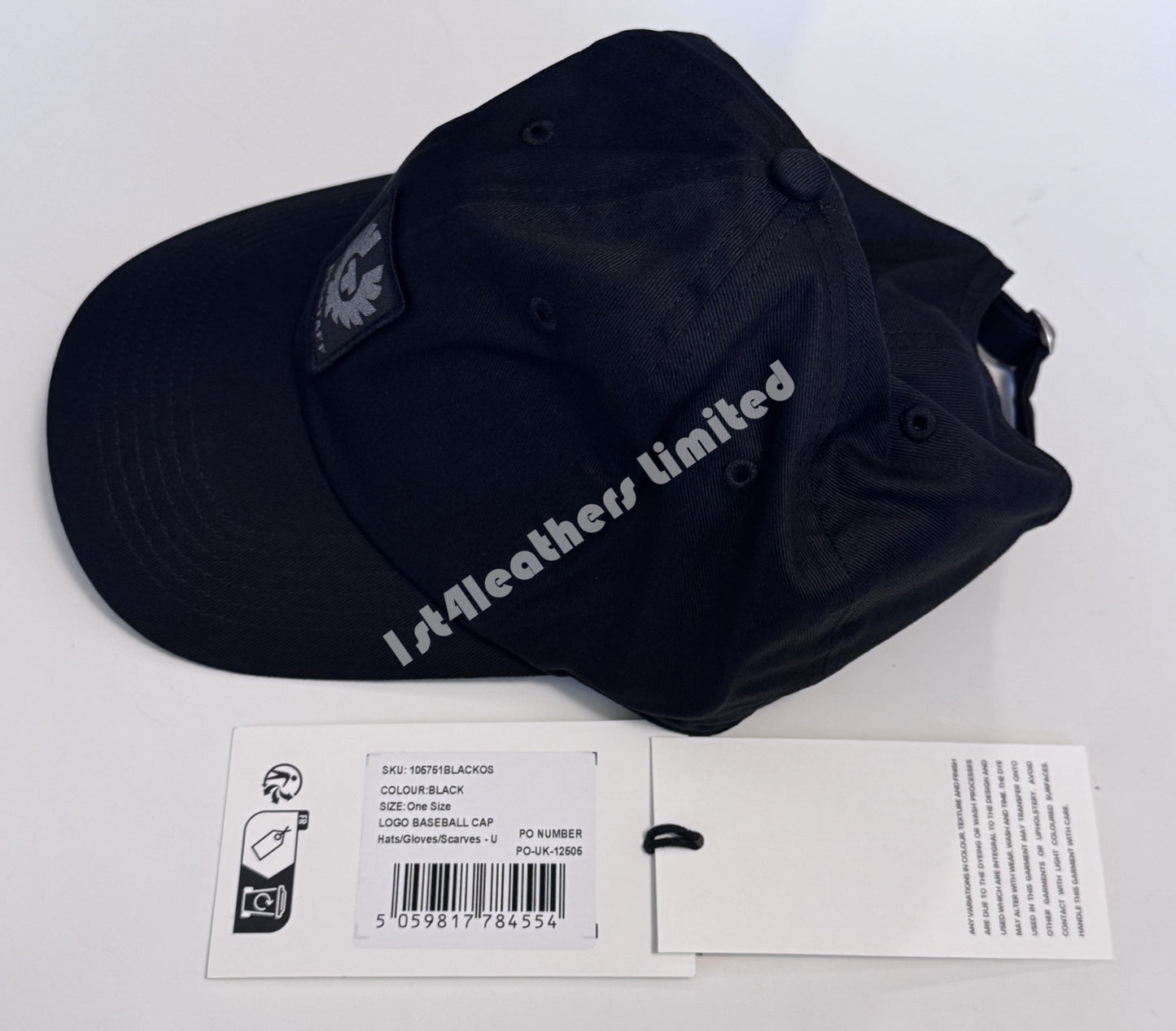 BELSTAFF PHOENIX PATCH COTTON BASEBALL CAP BLACK ONE SIZE BNWT