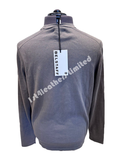 BELSTAFF CURVE CREW NECK COTTON JUMPER GRANITE GREY RRP £150 BNWT