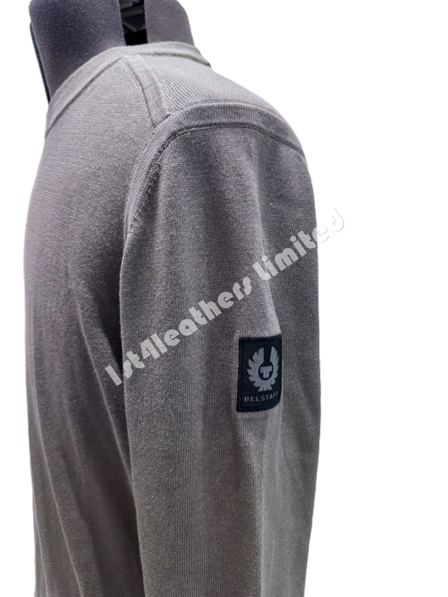 BELSTAFF CURVE CREW NECK COTTON JUMPER GRANITE GREY RRP £150 BNWT