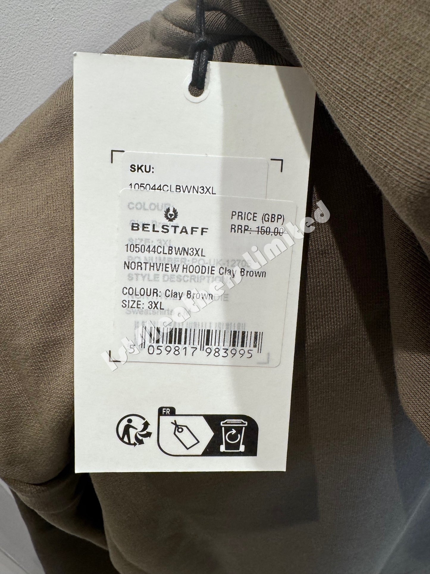 BELSTAFF NORTHVIEW COTTON FLEECE HOODIE SWEATSHIRT CLAY BROWN 3XL RRP £150 BNWT