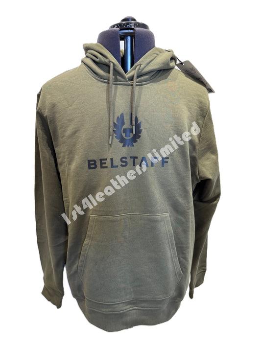 BELSTAFF NORTHVIEW COTTON FLEECE HOODIE SWEATSHIRT TRUE OLIVE RRP £150 BNWT