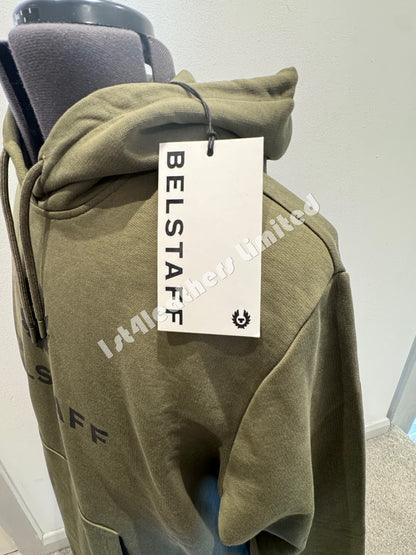 BELSTAFF NORTHVIEW COTTON FLEECE HOODIE SWEATSHIRT TRUE OLIVE RRP £150 BNWT