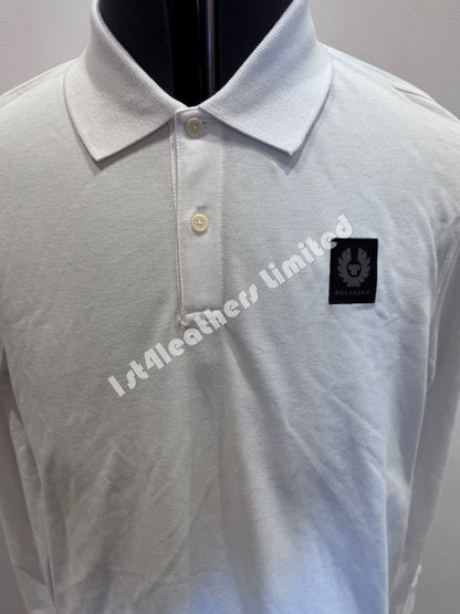 BELSTAFF STEWARTON PIQUE COTTON LONG SLEEVE POLO SHIRT WHITE RRP £110 BNWT