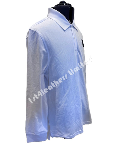 BELSTAFF STEWARTON PIQUE COTTON LONG SLEEVE POLO SHIRT WHITE RRP £110 BNWT