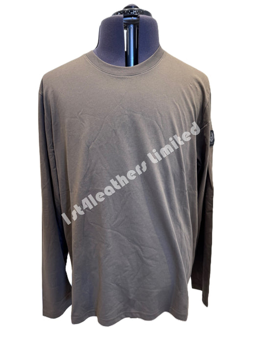 BELSTAFF THOM LONG SLEEVE COTTON T-SHIRT CLAY BROWN 2XL RRP £75 BNWT