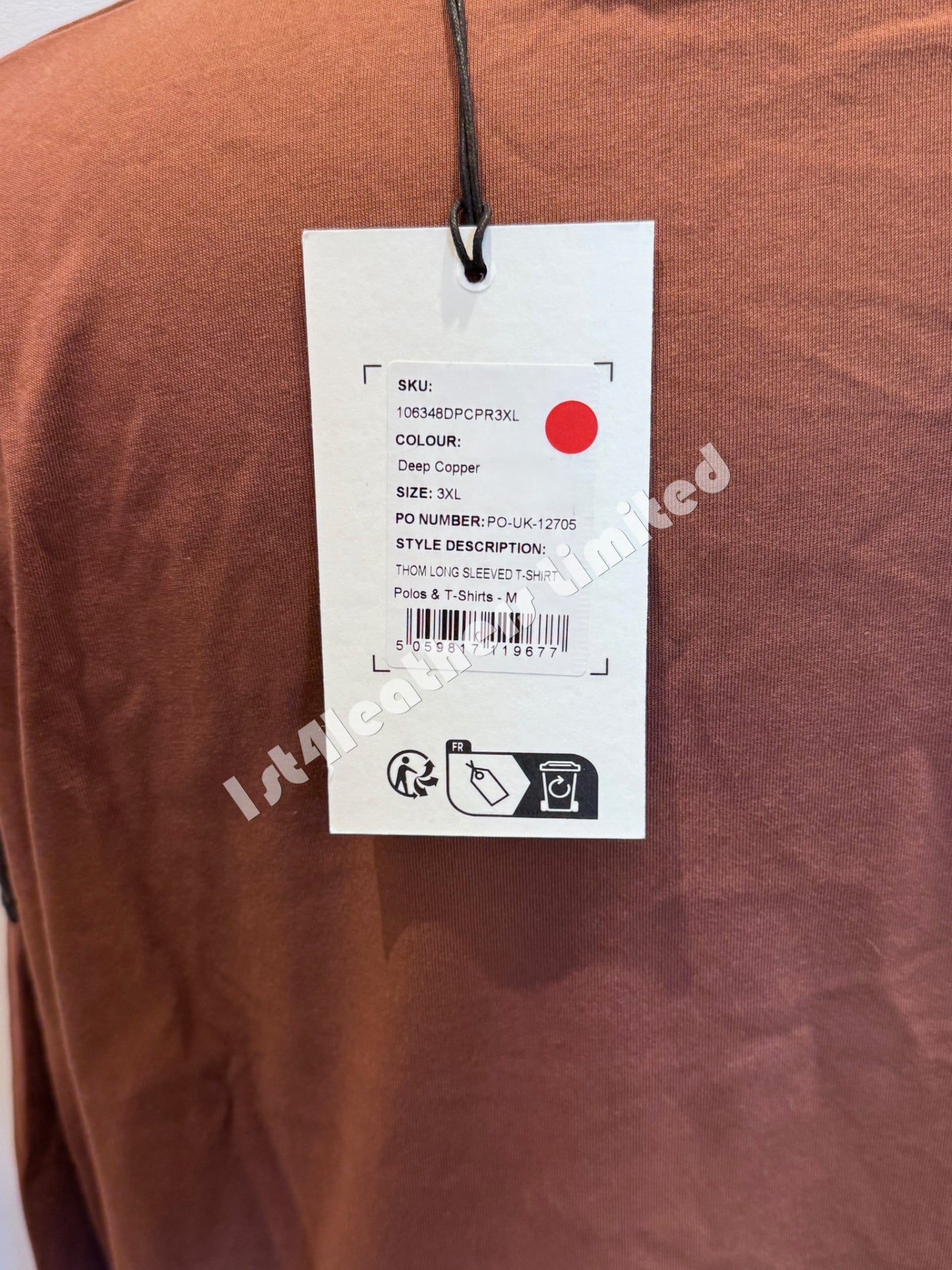 BELSTAFF THOM LONG SLEEVE COTTON T-SHIRT DEEP COPPER 3XL RRP £75 BNWT