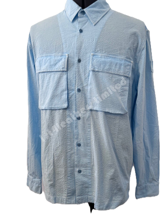 BELSTAFF MINERAL CASTER COTTON TEXTURED SHIRT SKYLINE BLUE XL RRP £175 BNWT