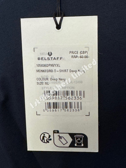 BELSTAFF MONKFORD PHOENIX PATCH T-SHIRT DEEP NAVY BLUE RRP £60 BNWT