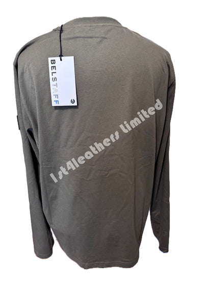 BELSTAFF THOM LONG SLEEVE COTTON T-SHIRT TRUE OLIVE GREEN 3XL RRP £75 BNWT