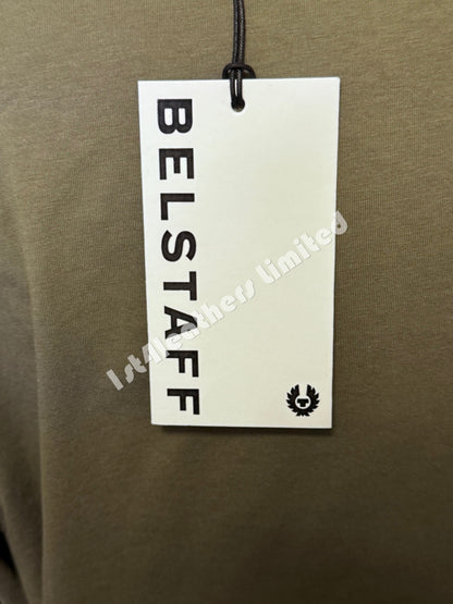 BELSTAFF THOM LONG SLEEVE COTTON T-SHIRT TRUE OLIVE GREEN 3XL RRP £75 BNWT
