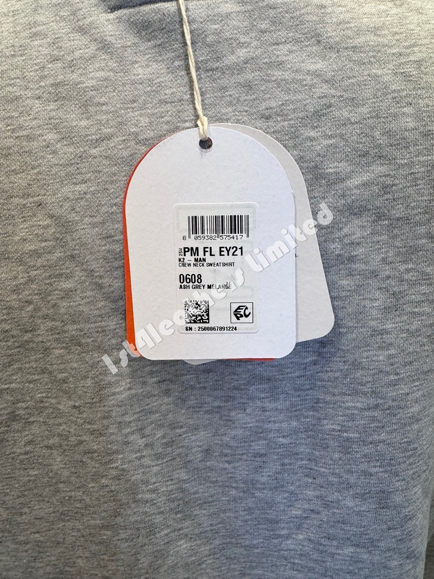 PARAJUMPERS K2 CREW NECK COTTON FLEECE SWEATSHIRT GREY MELANGE RRP £160 BNWT