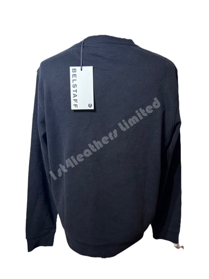 BELSTAFF SIGNATURE CREW NECK SWEATSHIRT BLACK/OFF WHITE MEDIUM RRP £135 BNWT