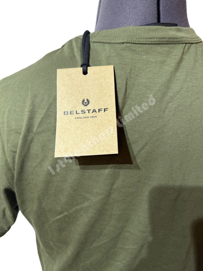 BELSTAFF SIGNATURE PHOENIX LOGO COTTON T-SHIRT TRUE OLIVE RRP £70 BNWT