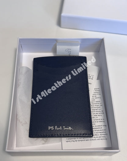 PAUL SMITH PS LEATHER CARD HOLDER WALLET NAVY BLUE RRP £85 BNWT & BOX