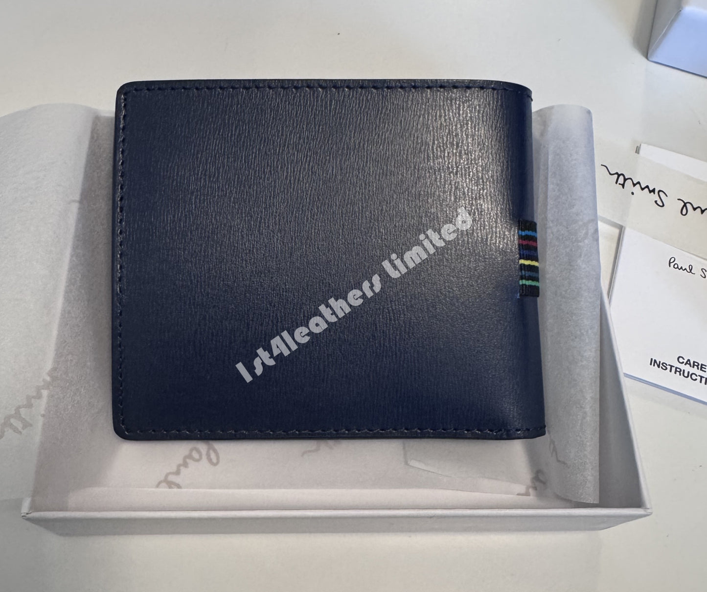 PAUL SMITH PS LEATHER BI-FOLD COIN POUCH WALLET NAVY BLUE RRP £130 NEW IN BOX