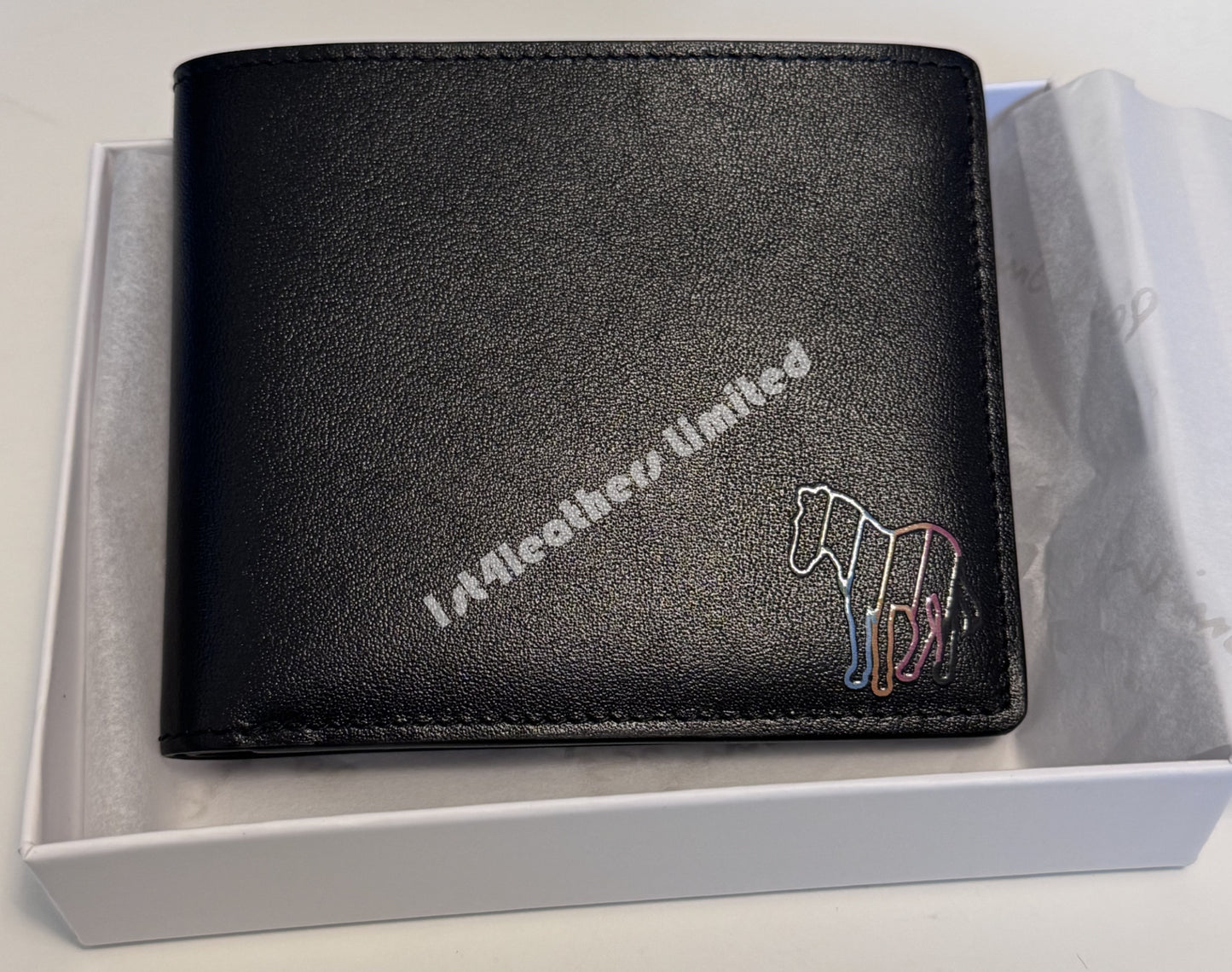 PAUL SMITH PS LEATHER BI-FOLD SHADOW ZEBRA WALLET BLACK RRP £125 NEW IN BOX