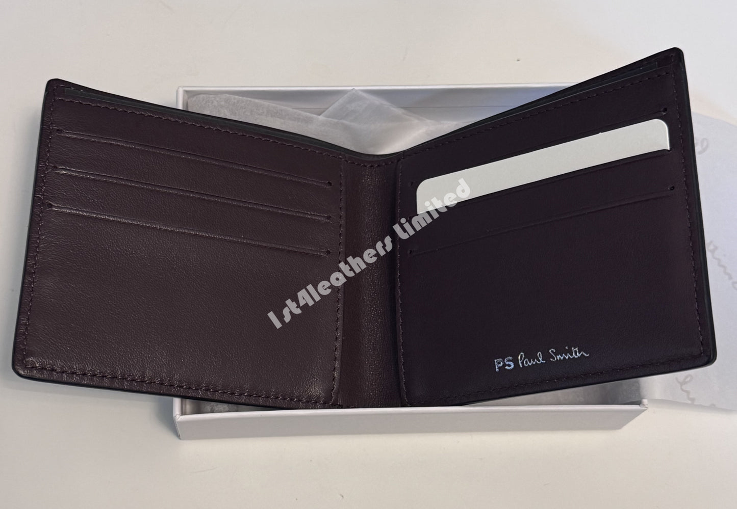 PAUL SMITH PS LEATHER BI-FOLD SHADOW ZEBRA WALLET BLACK RRP £125 NEW IN BOX