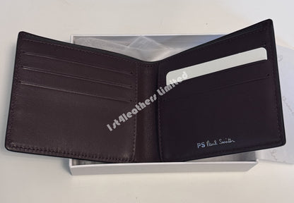 PAUL SMITH PS LEATHER BI-FOLD SHADOW ZEBRA WALLET BLACK RRP £125 NEW IN BOX