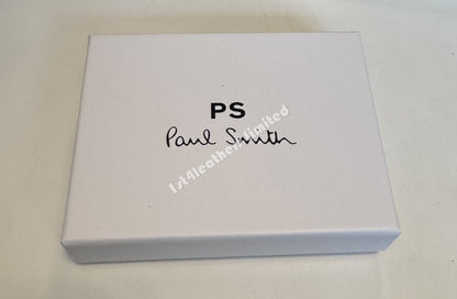 PAUL SMITH PS LEATHER BI-FOLD SPORTS STRIPE WALLET BLACK RRP £130 NEW IN BOX