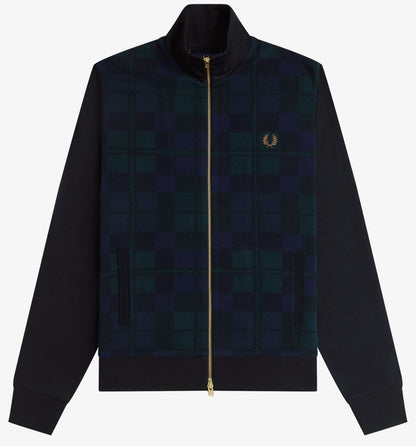 FRED PERRY BLACK WATCH TARTAN FRONT TRACK JACKET BLACK LARGE RRP £160 BNWT