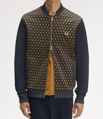 FRED PERRY JACQUARD GEOMETRIC PRINT TRACK JACKET ANCHOR GREY XL RRP £130 BNWT