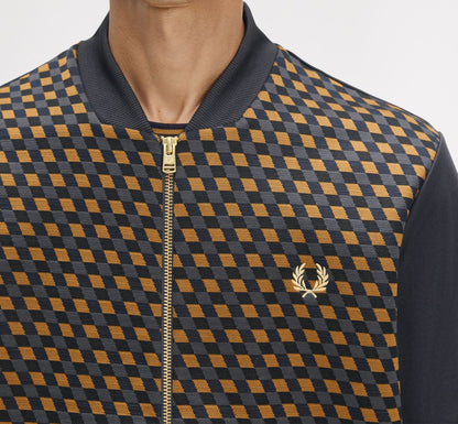 FRED PERRY JACQUARD GEOMETRIC PRINT TRACK JACKET ANCHOR GREY XL RRP £130 BNWT